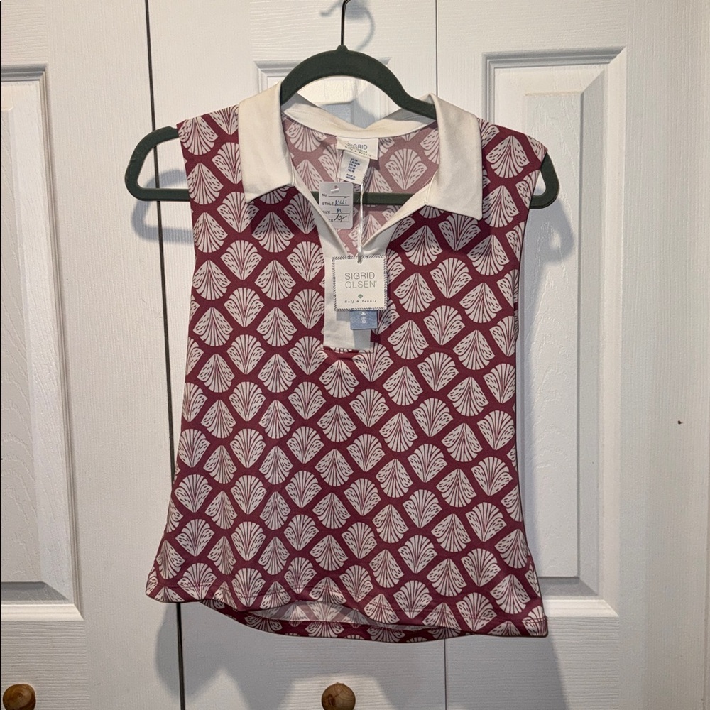 Sigrid Olsen Pink Shell Golf Shirt